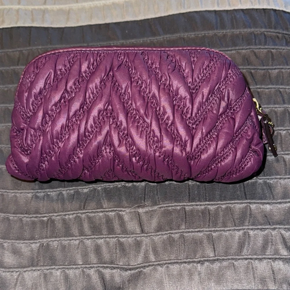 Coach Purple Quilted Cosmetic Bag - Picture 3 of 7